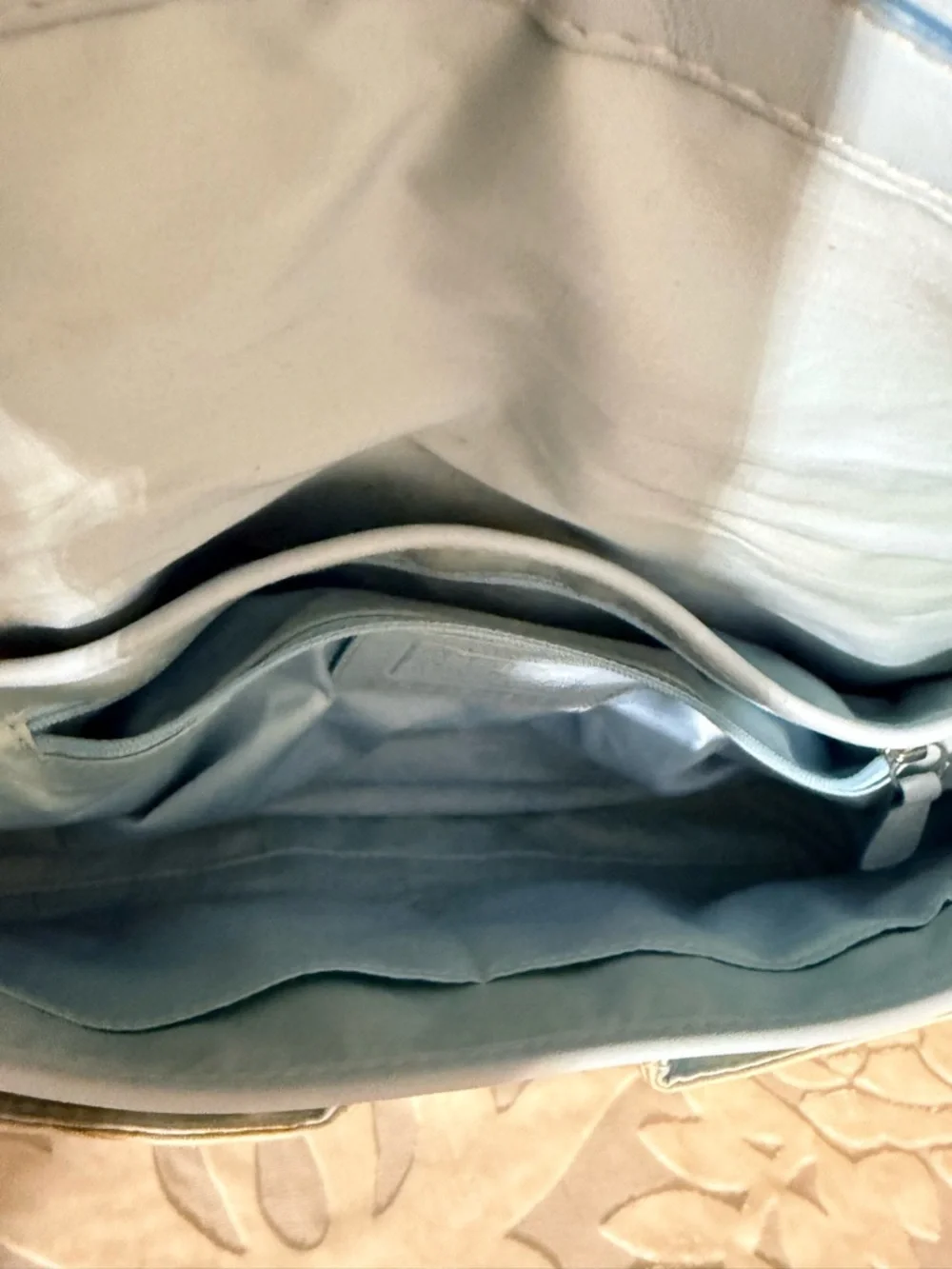 Vintage Coach Soho Hampton Flap Shoulder Bag Blue Cream Buckle Y2K - Picture 10 of 10